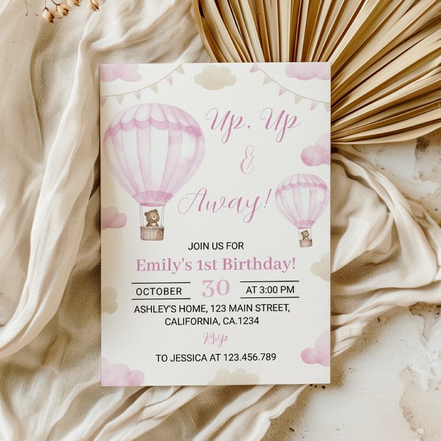 Up up and Away Air Balloon Birthday Invitation (Creator Uploaded)
