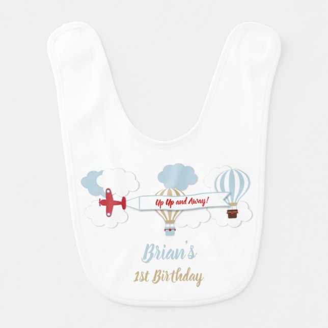 Up Up and Away! Airplane Baby Bib (Front)
