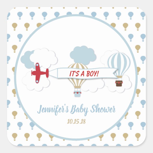 Up Up and Away/ Airplane Baby Shower Stickers (Front)