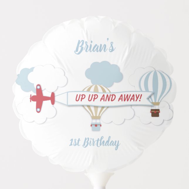 Up Up And Away! Airplane Birthday Party Balloon (Front)