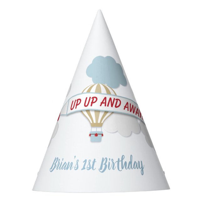 Up Up And Away! Airplane Birthday Party Hat (Front)