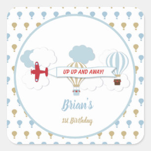 Up Up and Away/ Airplane Birthday Stickers