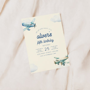Up Up and Away Airplane Flight Birthday Invite