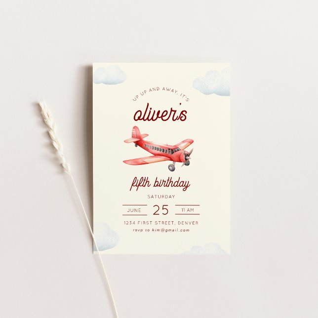 Up Up and Away Airplane Flight Birthday Invite (Creator Uploaded)