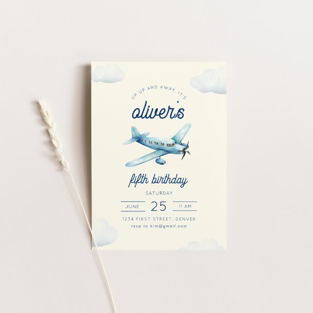 Up Up and Away Airplane Flight Birthday Invite (Creator Uploaded)