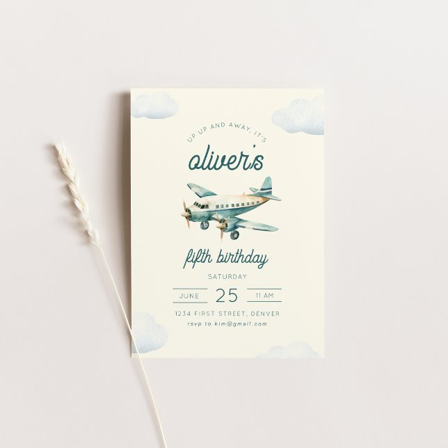 Up Up and Away Airplane Flight Birthday Invite (Creator Uploaded)
