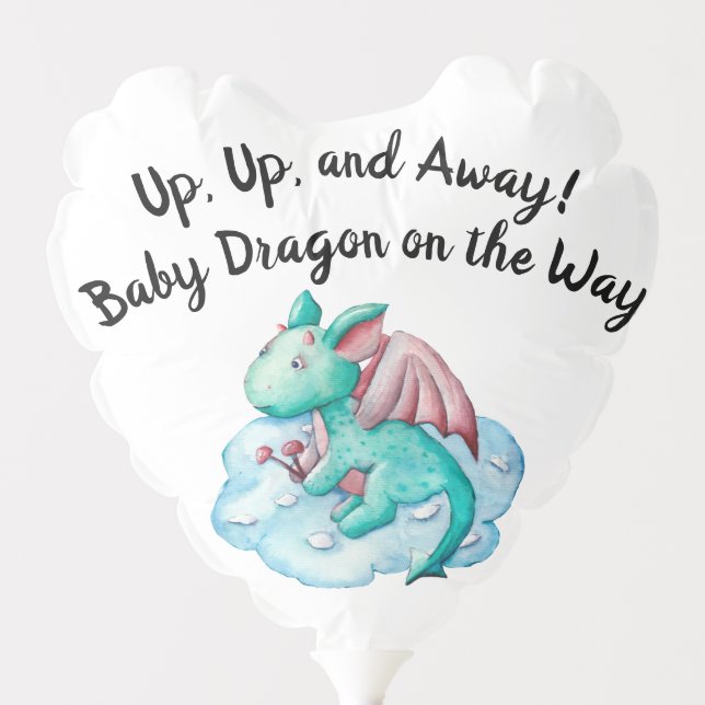 Up, Up, and Away! Baby Dragon on the Way Balloon (Front)