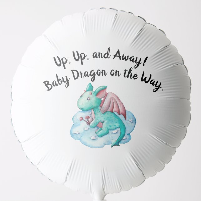 Up, Up, and Away! Baby Dragon on the Way Balloon (Front)