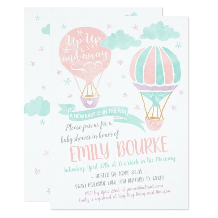 up up and away baby shower invitations