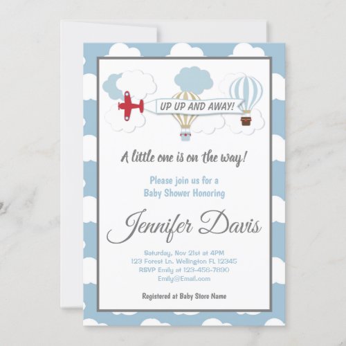 Up Up And Away Baby Shower Invitation