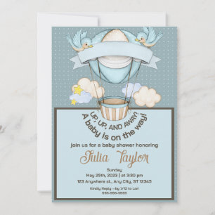 up up and away baby SHOWER INVITATION