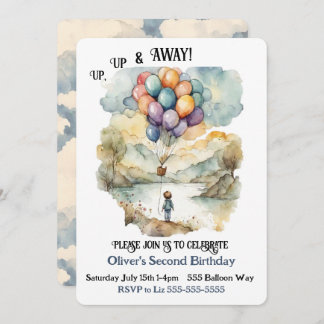 Up, Up and Away Balloon Birthday Invitation