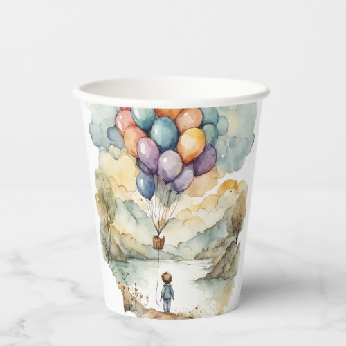 Up Up and Away Balloon Birthday Paper Cups