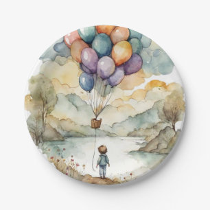 Up, Up and Away Balloon Birthday Paper Plates