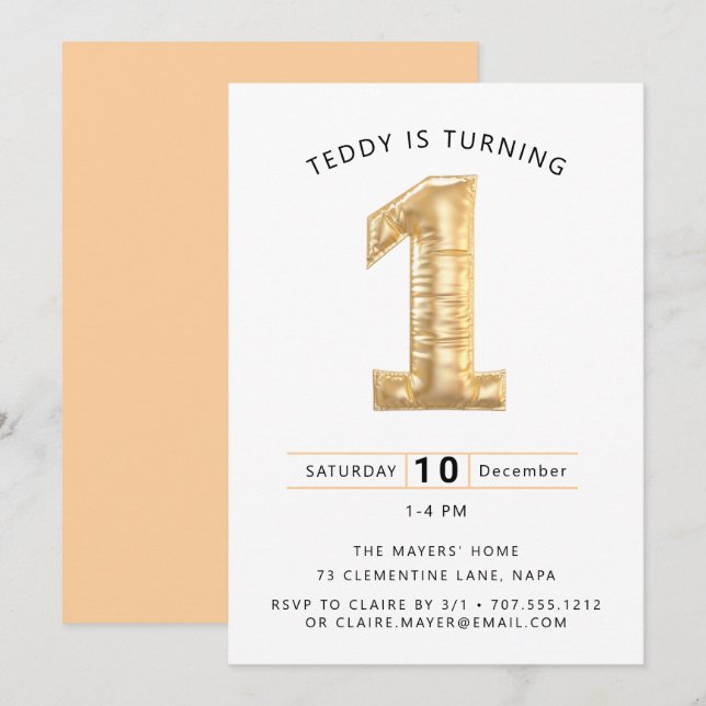  Up,Up,and Away! Balloon-Themed 1nd Birthday Party Invitation (Front/Back)