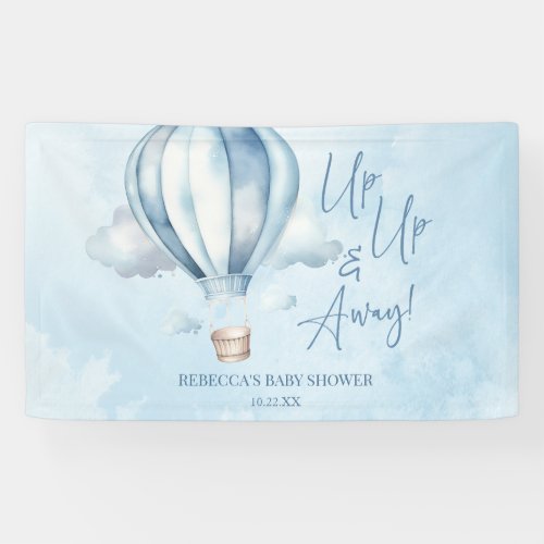 Up Up and Away Blue Hot Air Balloon Baby Shower Banner