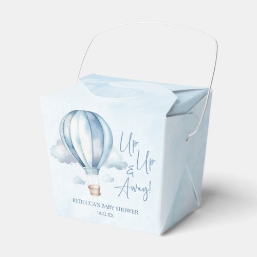 Up Up and Away Blue Hot Air Balloon Baby Shower Favor Boxes
