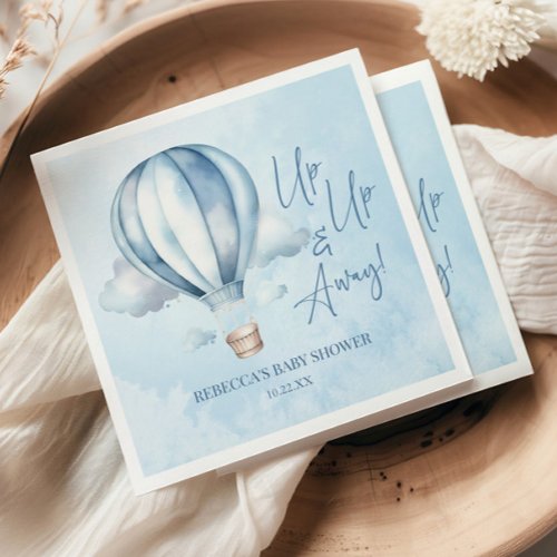 Up Up and Away! Blue Hot Air Balloon Baby Shower