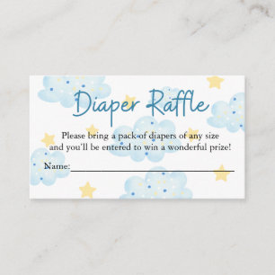 Up Up and Away Clouds and Stars Diaper Raffle Enclosure Card