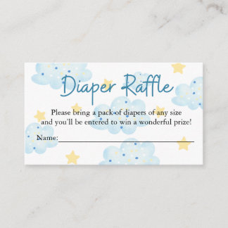 Up Up and Away Clouds and Stars Diaper Raffle Enclosure Card