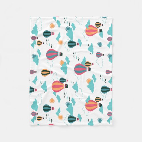 Up Up and Away Cute Air Balloons Pattern Fleece Blanket