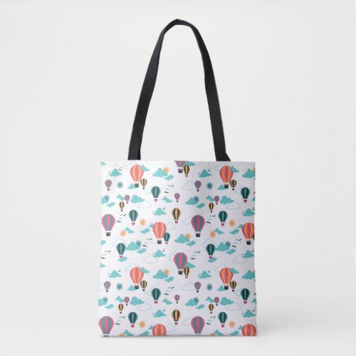 Up Up and Away Cute Air Balloons Pattern Tote Bag