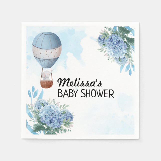 Up Up And Away Elephant Hot Air Balloon Custom Napkins (Front)