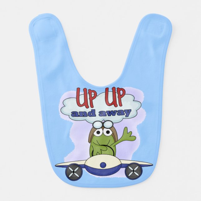 Up Up and Away Frog Airplane Bib (Front)