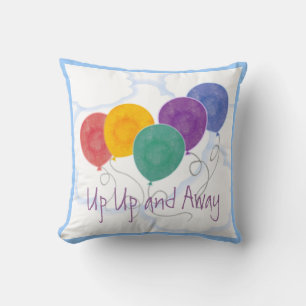 Up Up and Away Graphics Multi Color Balloons Throw Pillow