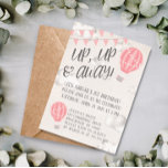 Up Up and Away Hot Air Balloon Birthday Party Invitation<br><div class="desc">Our pretty in pink hot air balloon birthday party invitations are always a hit. Up,  up and away!</div>