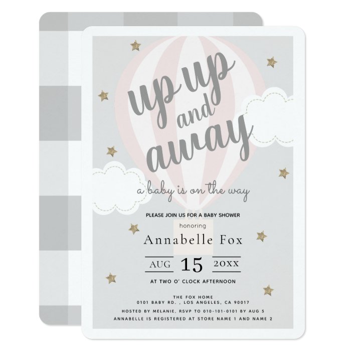 up up and away baby shower invitations