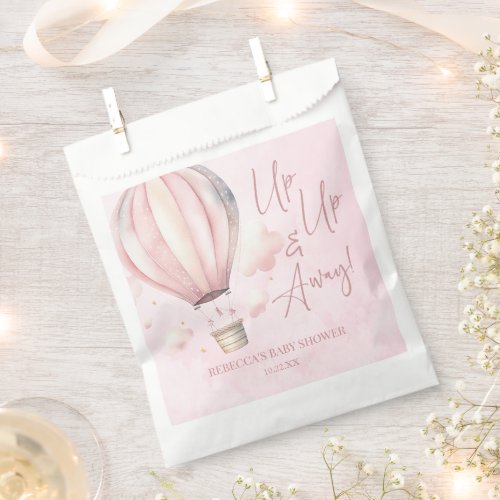 Up Up and Away Pink Hot Air Balloon Baby Shower Favor Bag