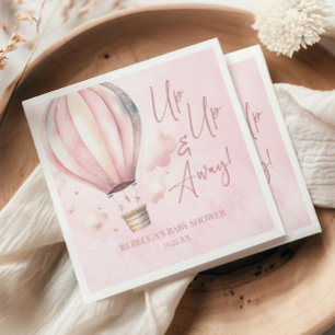 Up Up and Away! Pink Hot Air Balloon Baby Shower Napkins