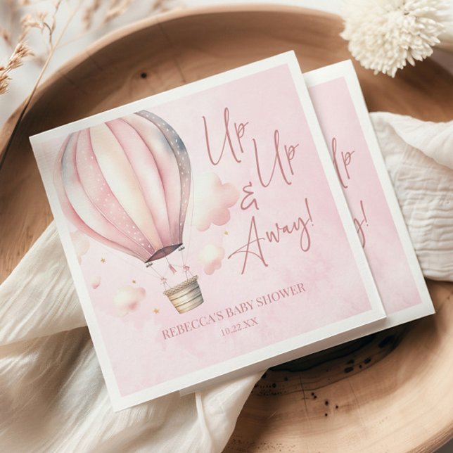 Up Up and Away! Pink Hot Air Balloon Baby Shower Napkins (Creator Uploaded)