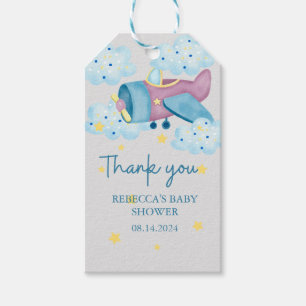 Up Up and Away Purple Airplane Thank you Gift Tags