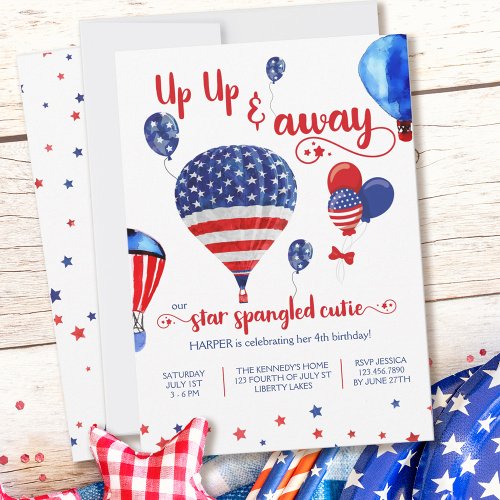 Up Up and Away Star Spangled Cutie Birthday Invitation