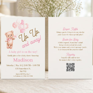 Up Up and Away Teddy Bear All in One Baby Shower Invitation