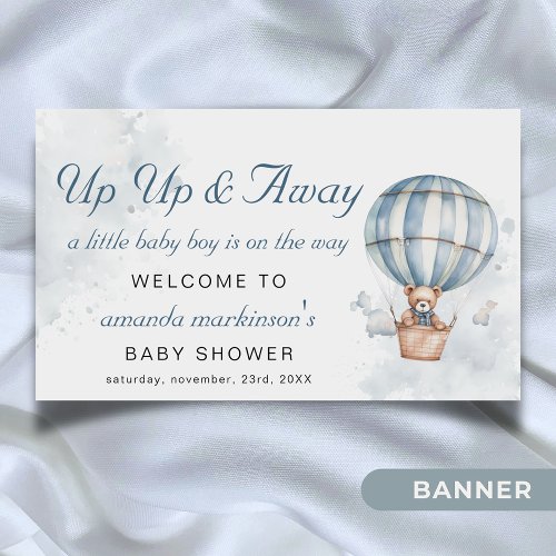 Up Up and Away Teddy Bear Baby Shower Welcome Banner