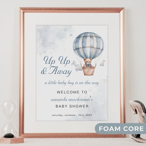 Up Up and Away Teddy Bear Baby Shower Welcome Foam Board