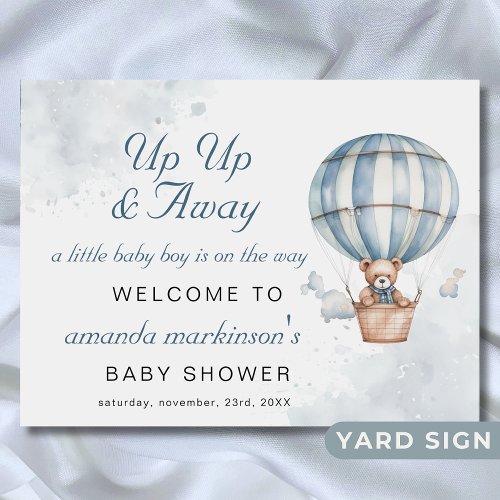 Up Up and Away Teddy Bear Baby Shower Welcome Sign