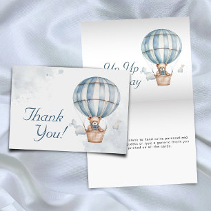 Up Up and Away! Teddy Bear Balloon Baby Shower Letterpress Thank You Card