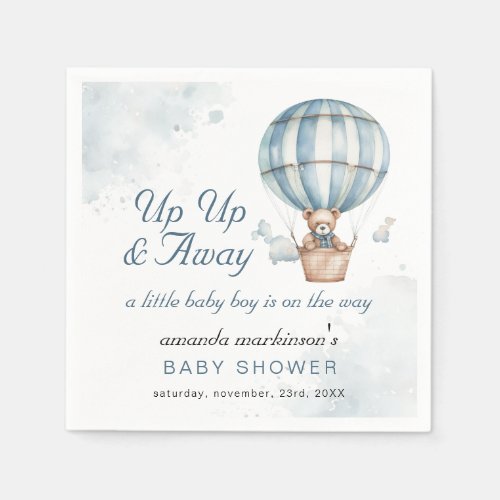 Up Up and Away Teddy Bear Balloon Baby Shower  Napkins