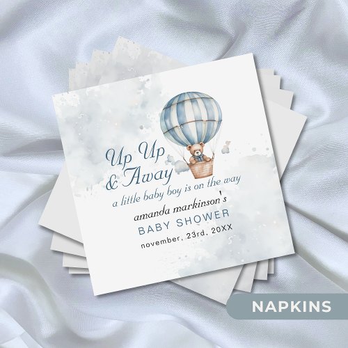 Up Up and Away Teddy Bear Balloon Baby Shower  Napkins