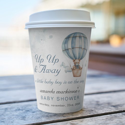 Up Up and Away Teddy Bear Balloon Baby Shower  Paper Cups