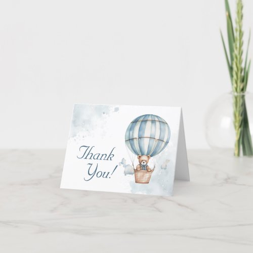 Up Up and Away Teddy Bear Balloon Baby Shower  Thank You Card