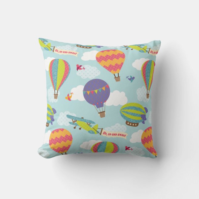Up, Up and Away Throw Pillow (Front)