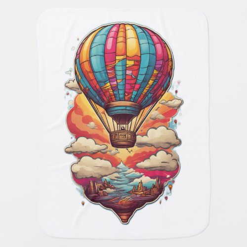Up Up and Away Vibrant Hot Air Balloon Kids Sti Baby Blanket