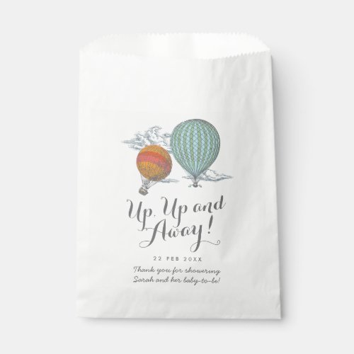 Up Up and Away Vintage Balloon Baby Shower Favor Bag
