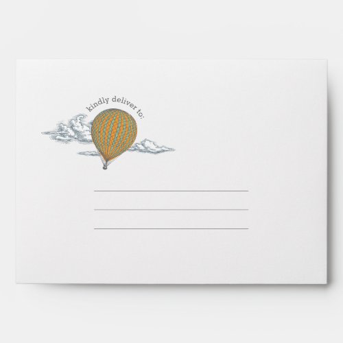 Up Up and Away Vintage Hot Air Balloon Baby Shower Envelope
