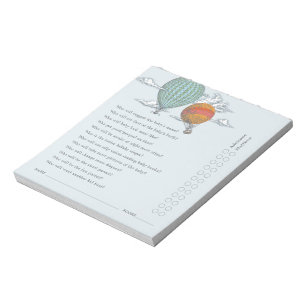 Up Up and Away Vintage Hot Air Balloon Parent Quiz Notepad